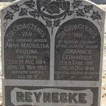 REYNECKE Johannes Gerhardus 1891-1948 &amp; Anna Magrietha Paulina BAIRD 1894-1962