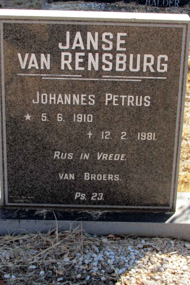 RENSBURG Johannes Petrus, Janse van 1910-1981