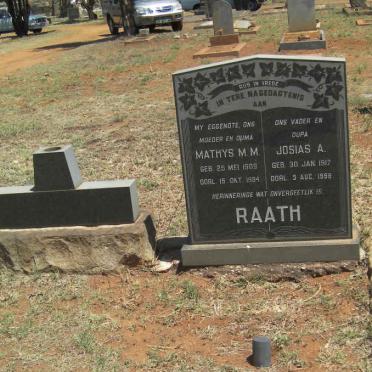 RAATH Josias A. 1917-1998 &amp; Mathys M.M. 1909-1984