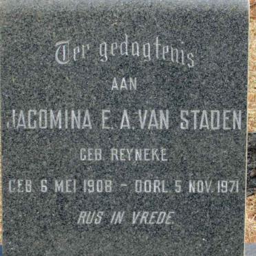 STADEN Jacomina E.A., van nee REYNEKE 1908-1971