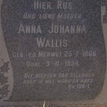 WALLIS Anna Johanna nee V.D. MERWE 1866-1954