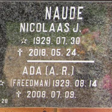 NAUDE Nicolaas J. 1929-2018 &amp; A.R. FREEDMAN 1929-2008