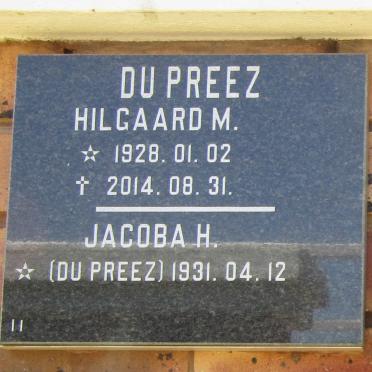 PREEZ Hilgaard M., du 1928-2014 &amp; Jacoba H. du PREEZ 1931-