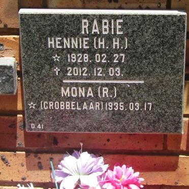 RABIE H.H. 1928-2012 &amp; R. GROBBELAAR 1935-