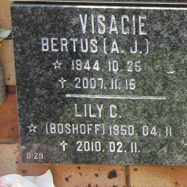 VISAGIE A.J. 1944-2007 &amp; Lily C. BOSHOFF 1950-2010