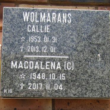 WOLMARANS Callie 1953-2013 &amp; C. 1948-2017