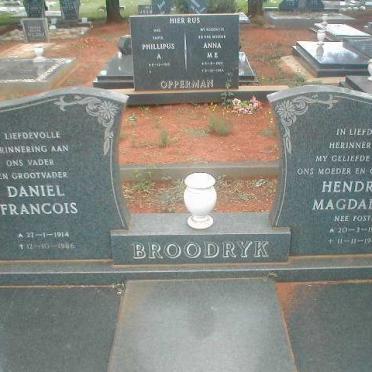 BROODRYK Daniel Francois 1914-1986 &amp; Hendrika Magdalena 1917-1982