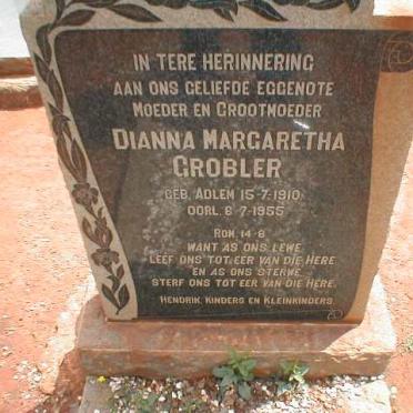 GROBLER Diana Margaretha nee ADLAM 1910-1955