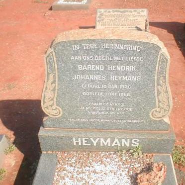 HEYMANS Barend Hendrik Johannes 1936-1956