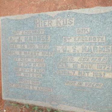 HARMSE A.J. 1872-1947 &amp; E.J.S. ?OEMAN 1872-1957