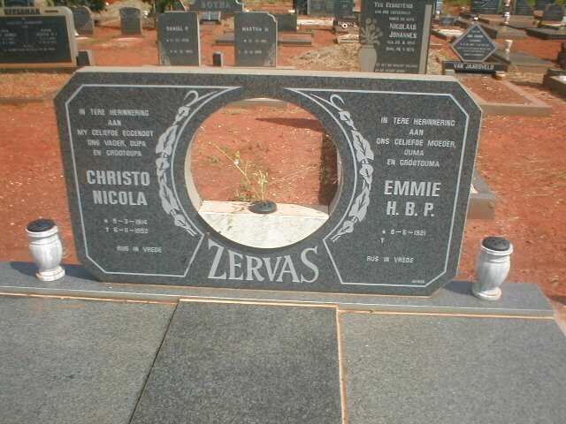 ZERVAS Christo Nichola 1914-1992 &amp; Emmie H.B.P. 1921-