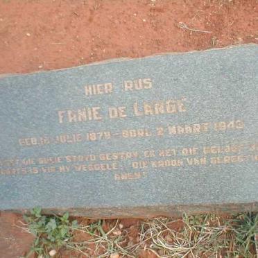 LANGE Fanie, de 1879-1943