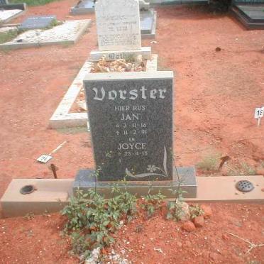 VORSTER Jan 1916-1991 &amp; Joyce 1915-
