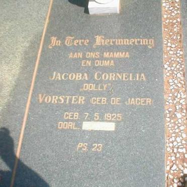 VORSTER Jacoba Cornelia geb. DE JAGER 1925-
