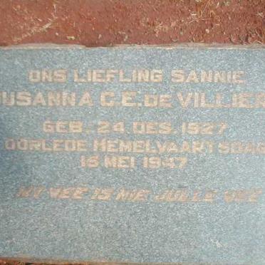 VILLIERS Susanna C.E., de 1927-1947