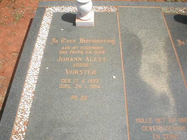 VORSTER Johann Alett 1922-1984