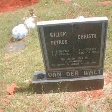 WALT Willem Petrus, van der 1936 - 2002 &amp; Christa 1924 - 2003