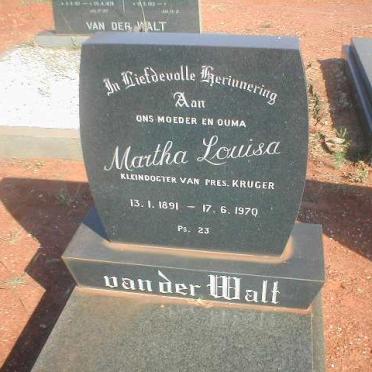 WALT Martha Louisa, van der 1891-1970