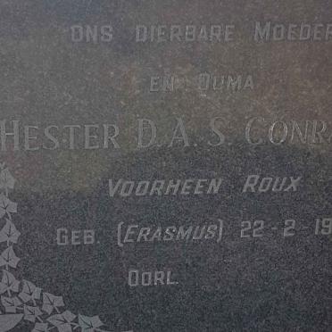 ROUX Daniel Francois 1906-1958 &amp; CONR? Hester D.A.S. voorheen ROUX nee ERASMUS 19??-