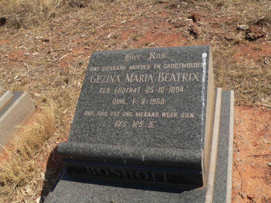 BOSHOFF Gezina Maria Beatrix nee BOTHA 1894-1968