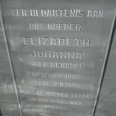 CRONJE Elizabeth Johanna nee BENADE 1862-1951