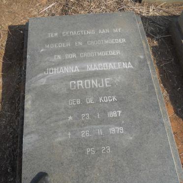CRONJE Johanna Magdalena nee De KOCK 1887-1979
