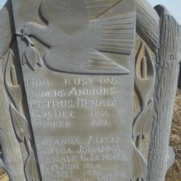 BENADE Andries Petrus 1856-1926 &amp; Susanna Aletta Sophia Johanna LEMMER 1864-1926