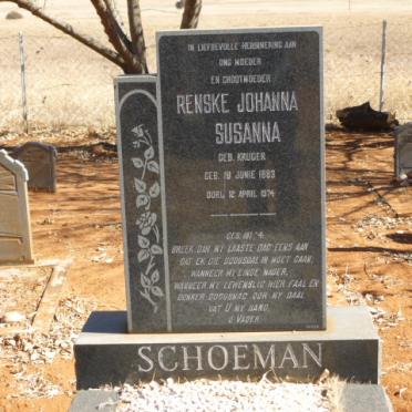 SCHOEMAN Renske Johanna Susanna nee KRUGER 1893-1974