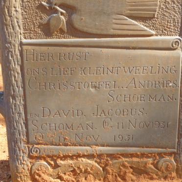 SCHOEMAN Christoffel Andries 1931-1931 :: SCHOEMAN David Jacobus 1931-1931 