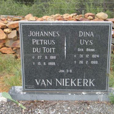 NIEKERK Johannes Petrus Du Toit, van 1918-1989 &amp; Dina Uys BRINK 1924-1989