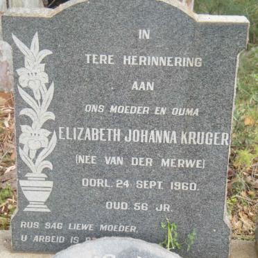 KRUGER Elizabeth Johanna nee VAN DER MERWE -1960