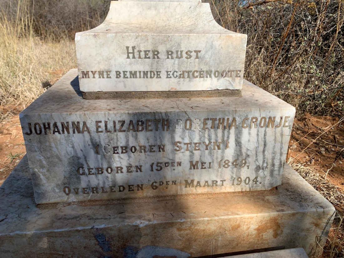 CRONJE Andries Petrus Johannes 1849-1923 & Johanna Elizabeth Dorethia STEYN 1849-1904