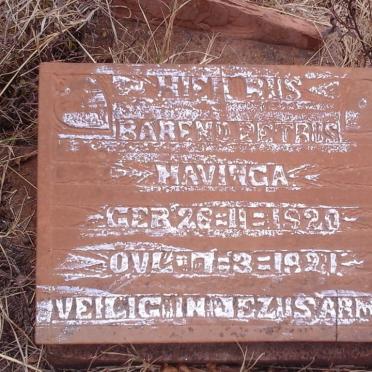 HAVINGA Barend Petrus 1920-1921