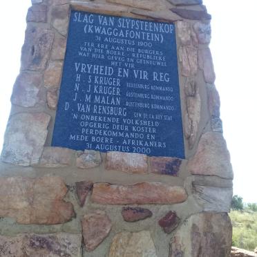North West, KOSTER district, Derby, Kwaggafontein 375, Slag van Slypsteenkop, Memorials