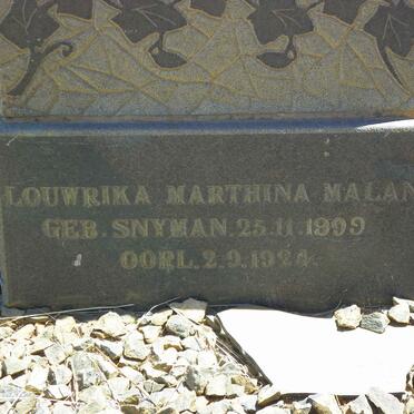MALAN Louwrika Marthina nee SNYMAN 1899-1924