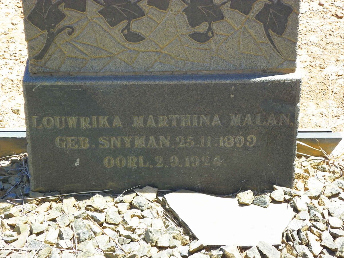 MALAN Louwrika Marthina nee SNYMAN 1899-1924