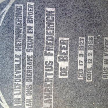 BEER Lambertus Frederick, de 1923-1958