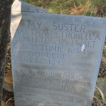 SCHUTTE Martha Petronella nee V.D. WALT 1859-1875