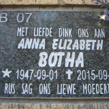 BOTHA Anna Elizabeth 1947-2015