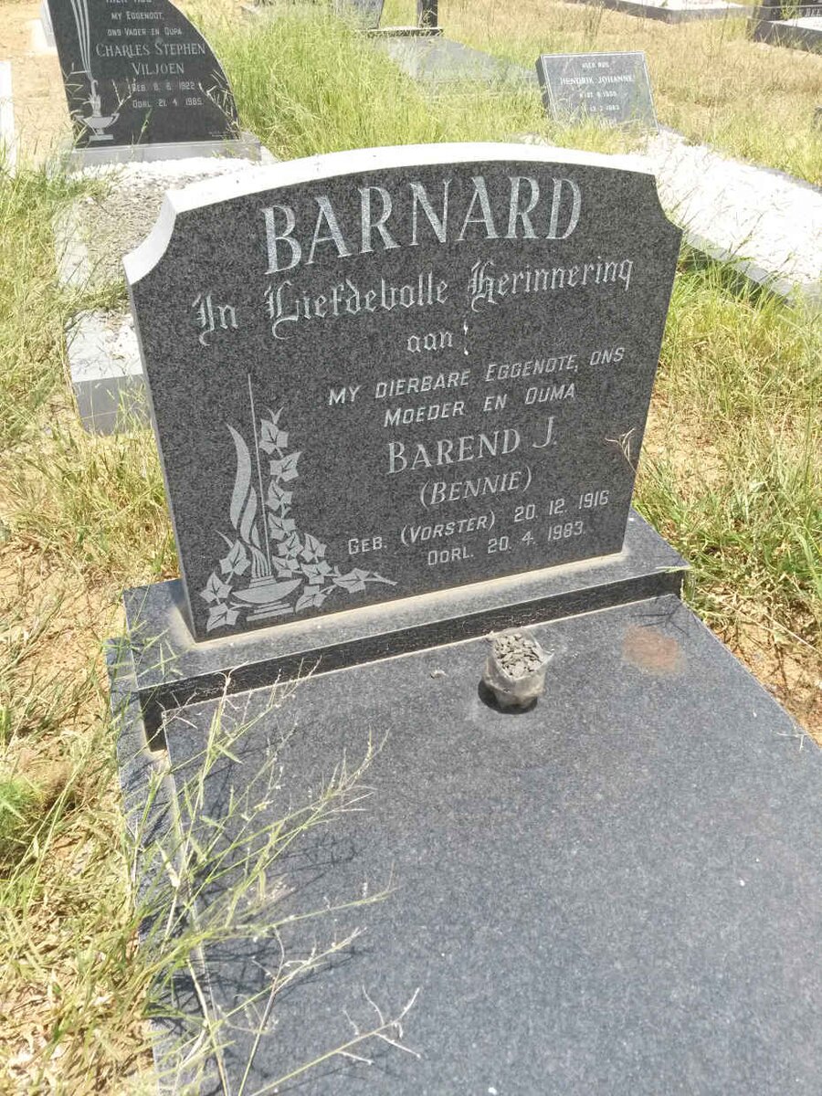 BARNARD Barend J. nee VORSTER 1916-1983