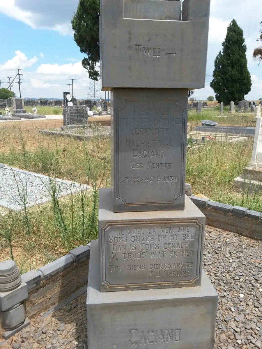 GAGIANO Magrieta J. nee VENTER 1897-1939