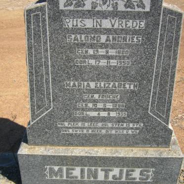 MEINTJES Salomo Andries 1880-1950 &amp; Maria Elizabeth FOUCHE 1888-1955