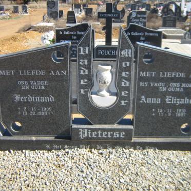 PIETERSE Ferdinand 1909-1999 &amp; Anna Elizabeth 1910-1997