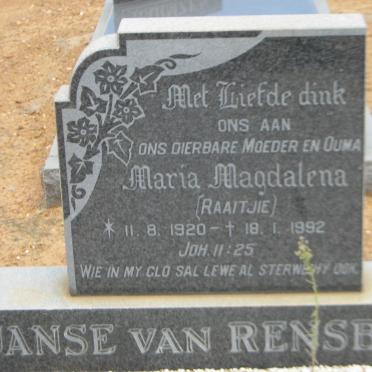 RENSBURG Maria Magdalena, Janse van 1920-1992