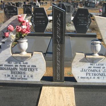 RENSBURG Benjamin Matthys Beukes, Jansen van 1932-1991 &amp; Jacomina Jacoba Petronella KNOETZE 1940-
