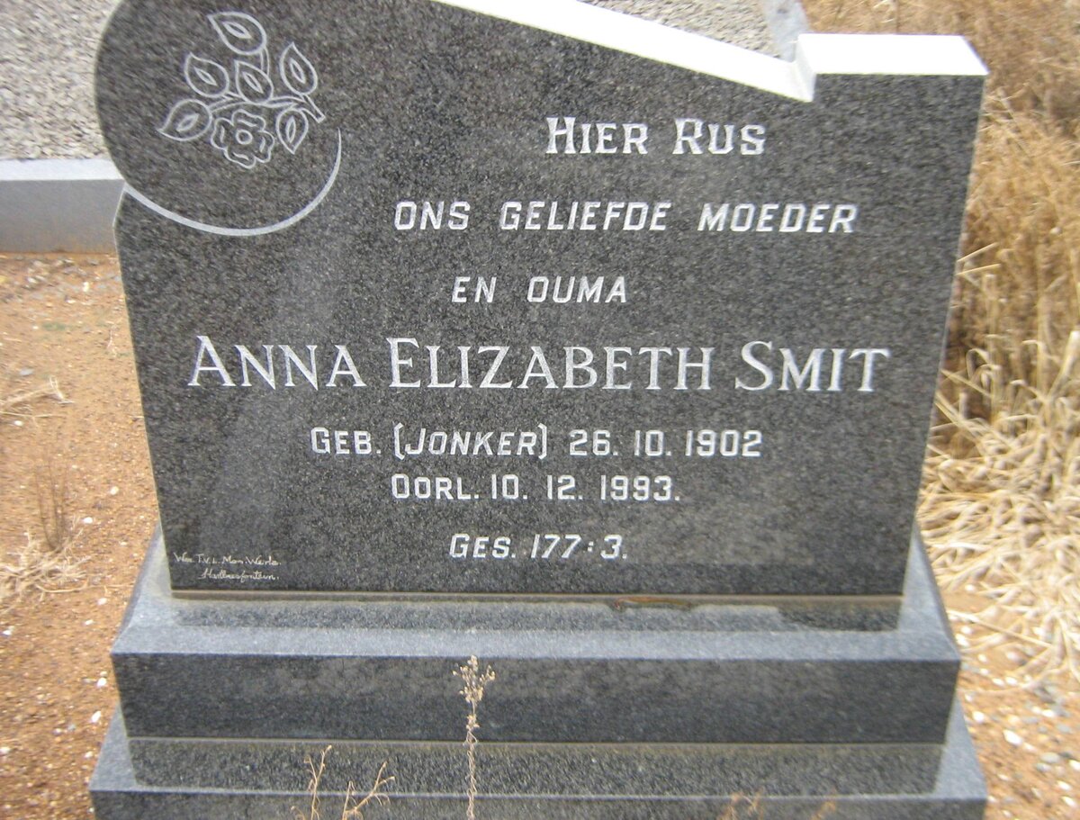 SMIT Anna Elizabeth nee JONKER 1902-1993
