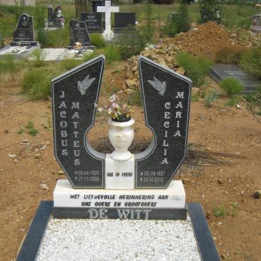 WITT Jacobus Matteus, de 1926-2009 &amp; Cecilia Maria 1927-2012