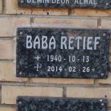 RETIEF Baba 1940-2014