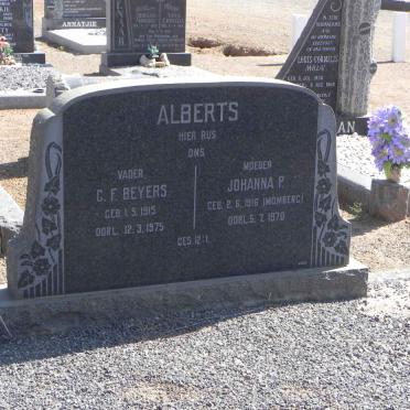 ALBERTS C.F. Beyers 1915-1975 &amp; Johanna P. MOMBERG 1916-1970