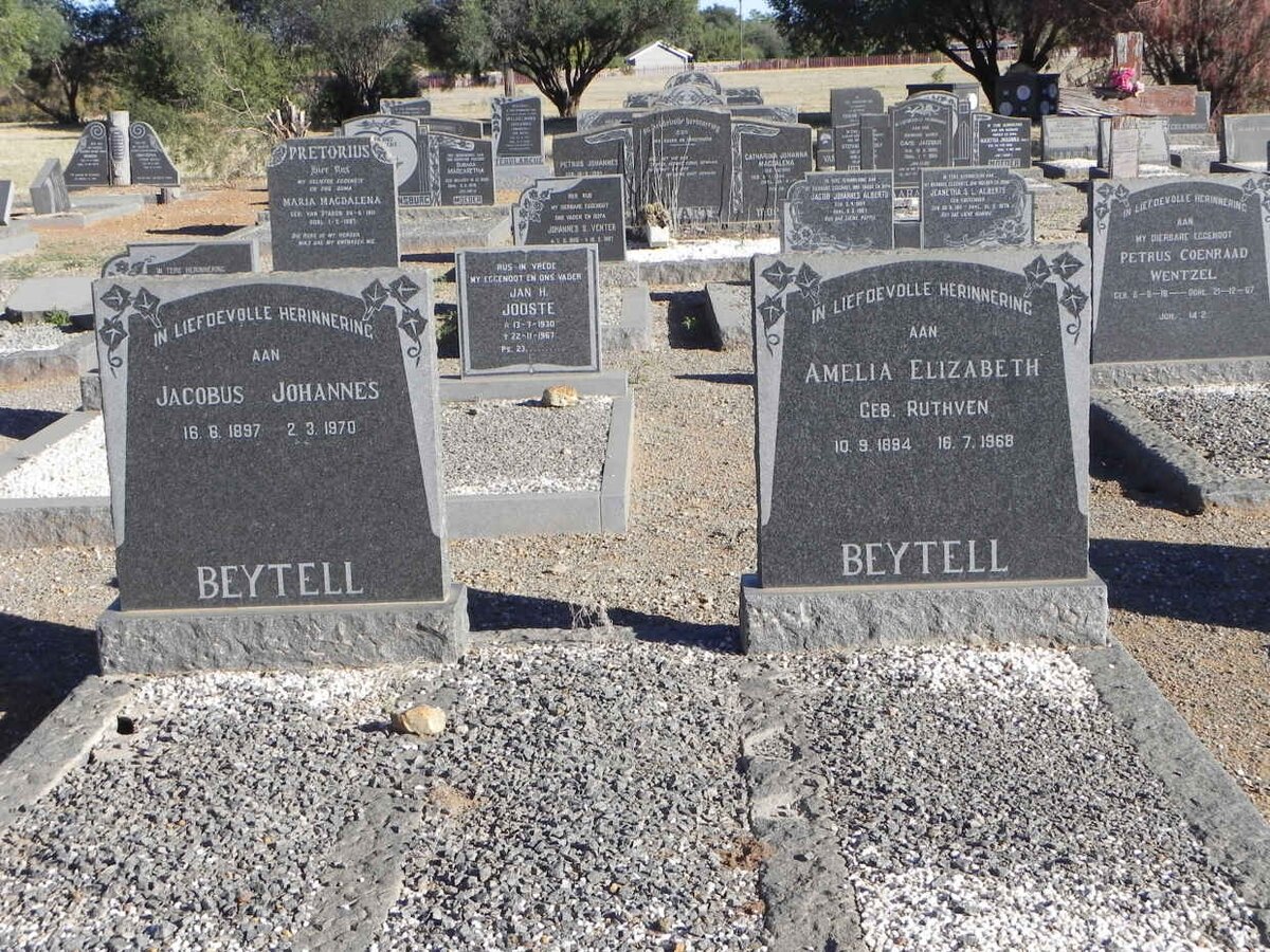 BEYTELL Jacobus Johannes 1897-1970 &amp; Amelia Elizabeth RUTHVEN 1894-1968